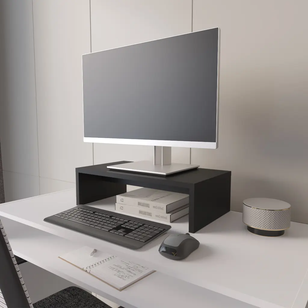Track Stand Kent Office Desk Black Top Modern Open Storage Workstation treevol furniture