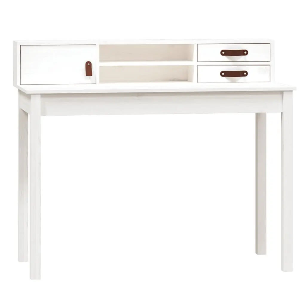White Solid Wood Pine Desk 43.3x19.7x36.6 Inches