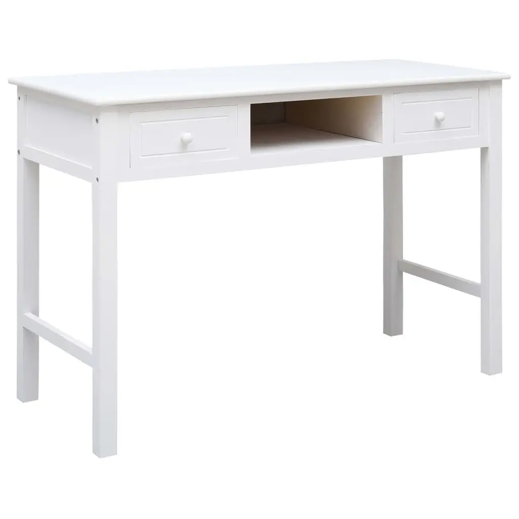 Writing Desk White 43.3x17.7x29.9 Inches Wood Home Office Desk