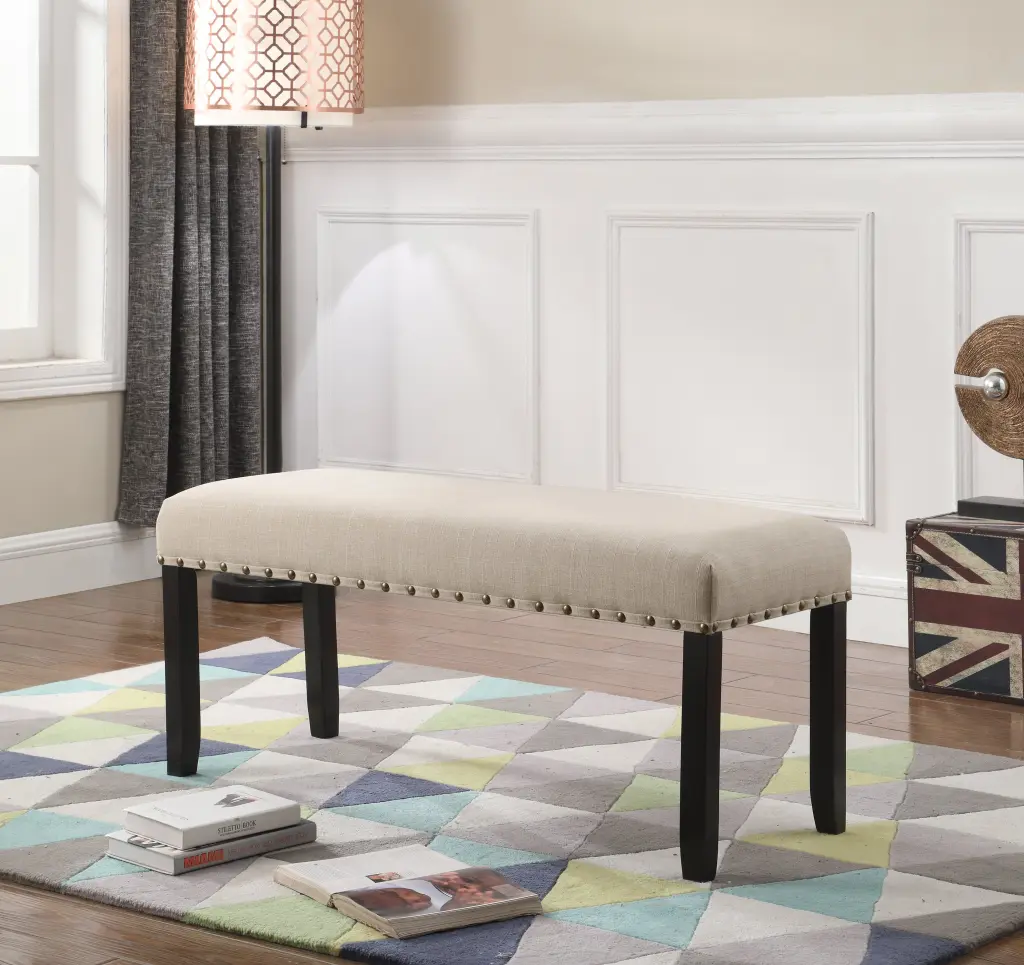 Biony Material Dining Bench Trim Tan Timber Kitchen Seating hz