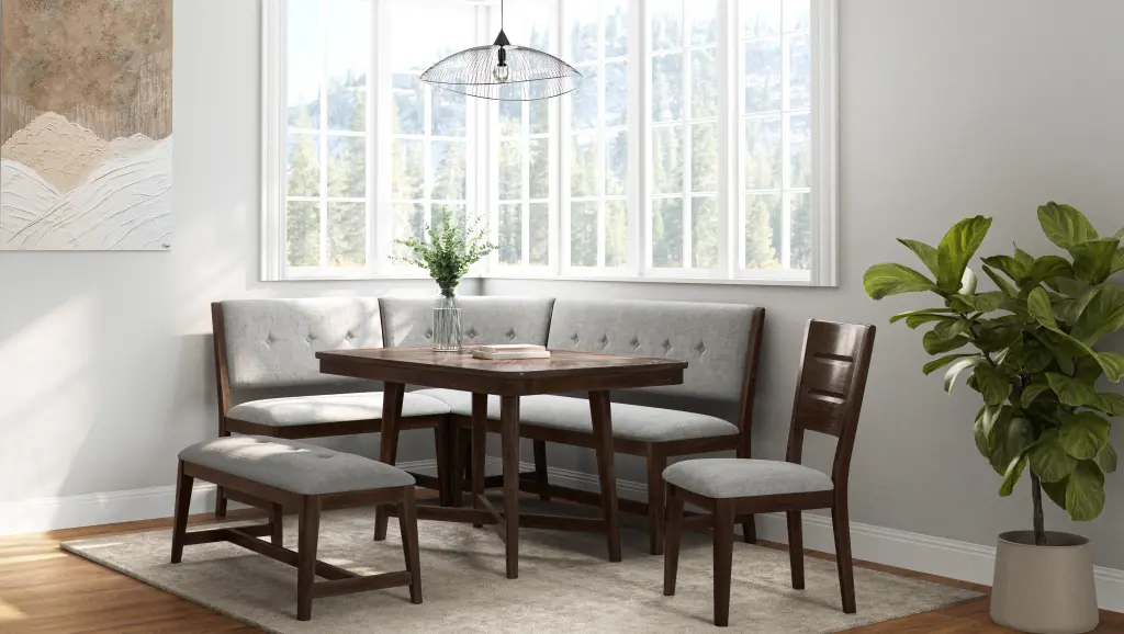 Backless Upholstered Dining Bench Mid Century Seating Beige Solid Timber ihomefurnishings