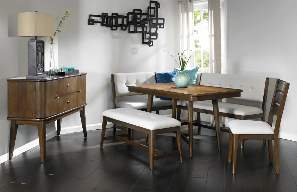 Curved Dining Bench Mid Century Modern Upholstered Beige Kitchen Bench ihomefurnishings