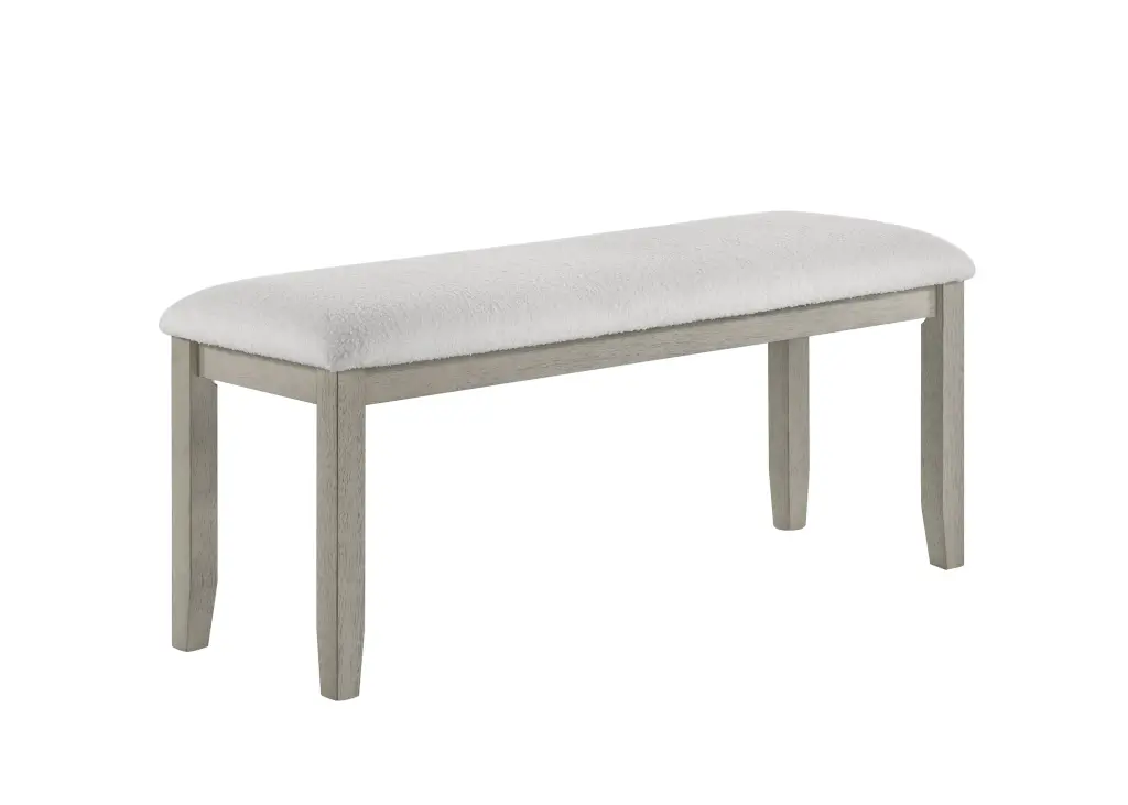 1Pc Gray Finish Standard Height Dining Bench White Material Upholstered Seat kanepe