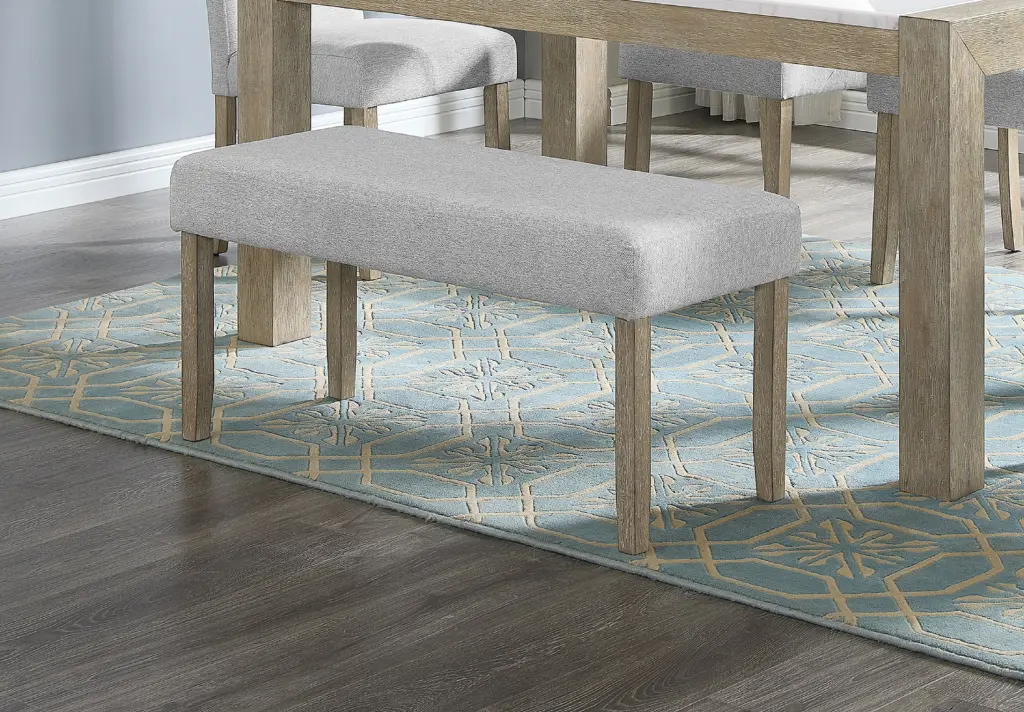 1 Piece Contemporary Upholstered Dining Bench Beige Gray Finish kanepe