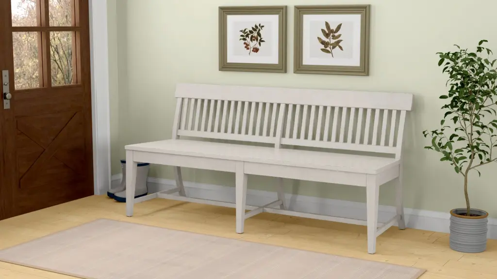Haidel White Dining Bench White Solid Wood Kitchen Bench wallace - bay