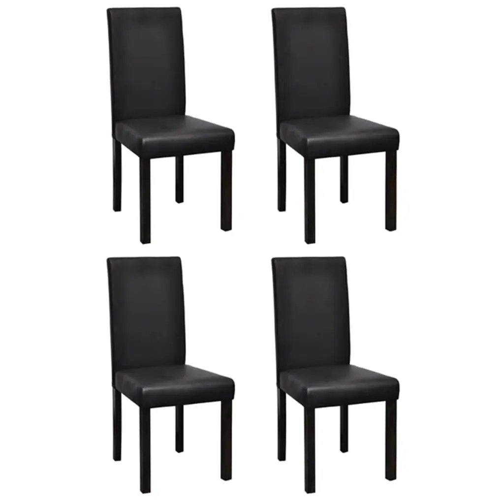 4 Piece Black Faux Leather Dining Chairs Set Modern Kitchen Seating