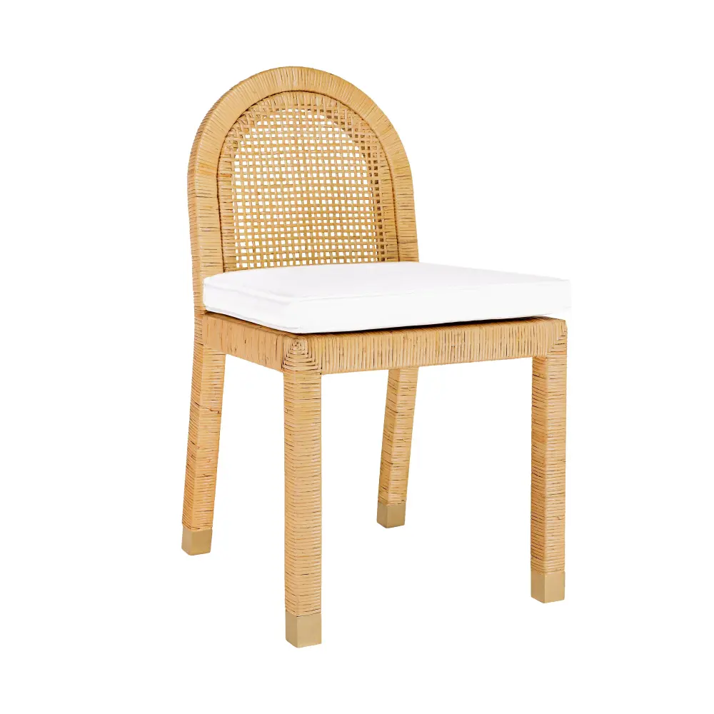 Amara Organic Rattan and Performance Fabric Arched Back Dining Chair Moving Day Protection