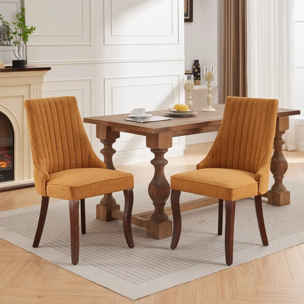 Rayon Cloth Flocking Linen Dining Chairs Channel Kitchen Dinner Chair a-a furniture