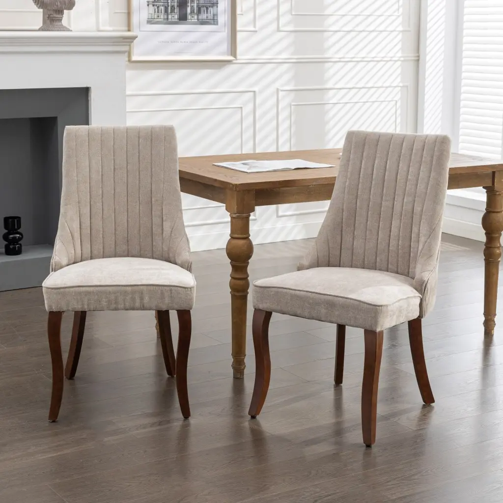 Rayon Cloth Flocking Linen Dining Chairs Channel Kitchen Dinner Chairs a-a furniture