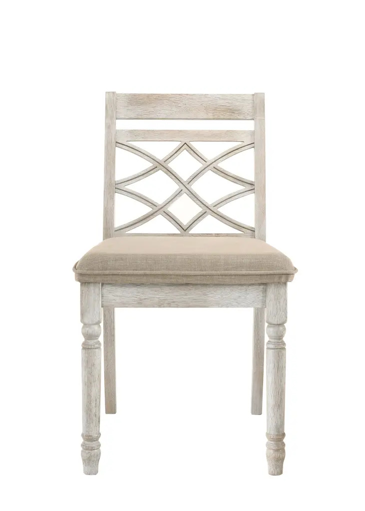 Cillin Side Chair Set 2 Antique White Finish Dining Chairs acme onsite store