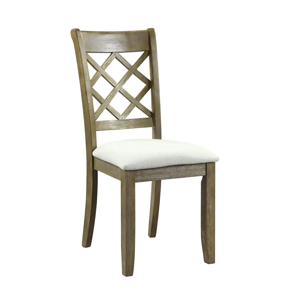 Karsen Side Chair Set 2 Beige Linen & Rustic Oak Finish acme onsite store