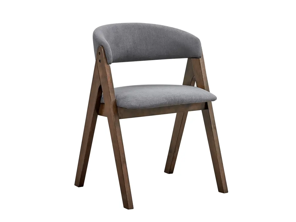 Keiki Side Chair Set 2 Gray Material Walnut Finish acme onsite store