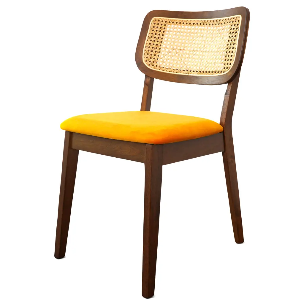 Kaden Orange Velvet Dining Chair Set 2 Solid Brown Rust ashcroft furniture