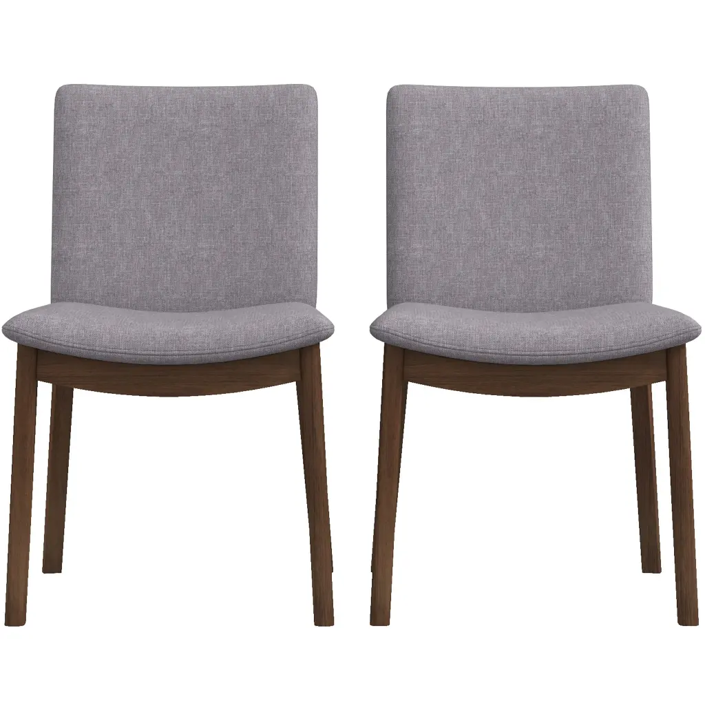 Laura Mid Century Modern Solid Timber Dining Chair Set 2 Grey Linen Upholstered ashcroft furniture