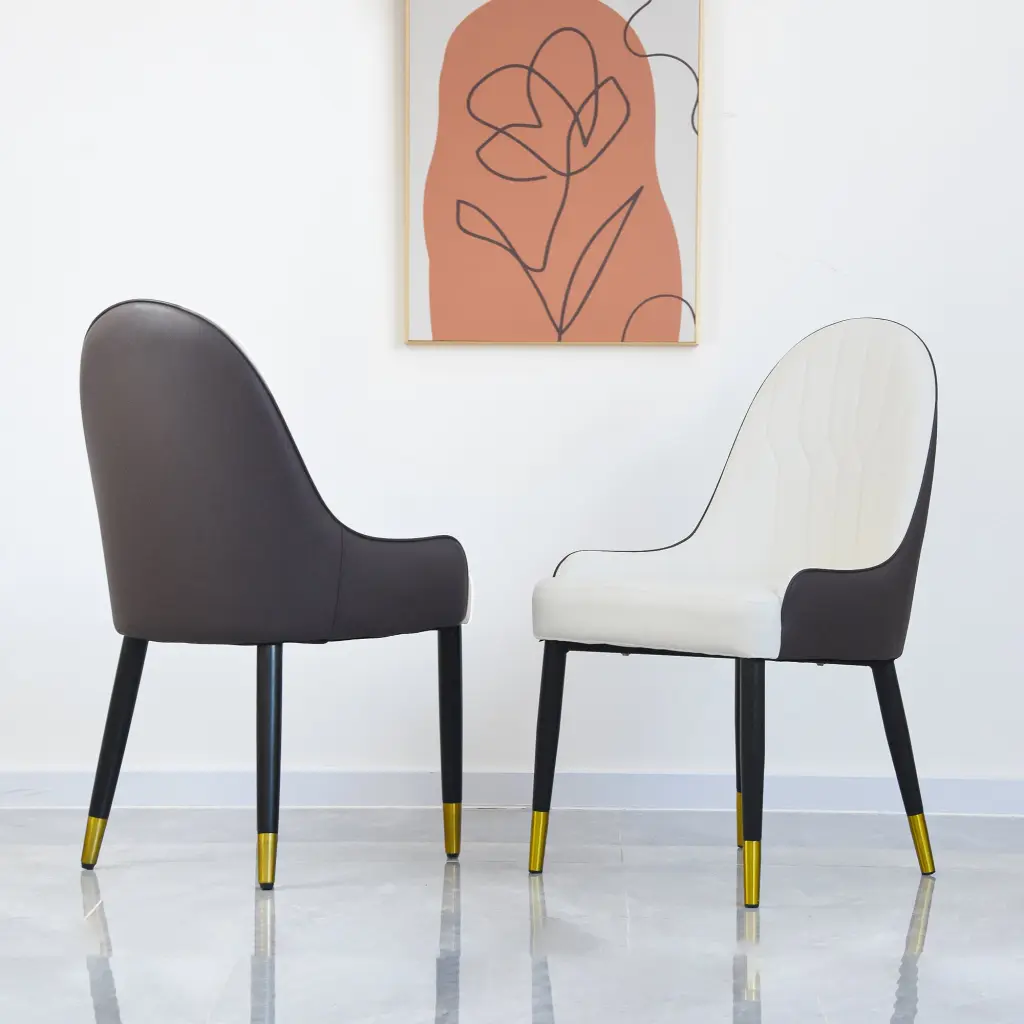 Modern PU Sponge Filled Dining Chair Solid Wood Metal Legs - Comfortable Seating atunus