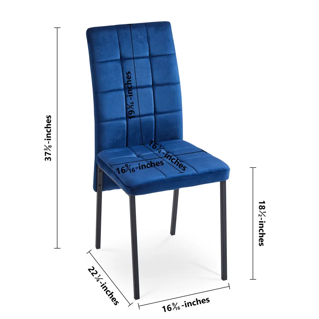 Dark Blue Velvet High Back Nordic Dining Chair Modern Fabric Chair bn smart home w1164