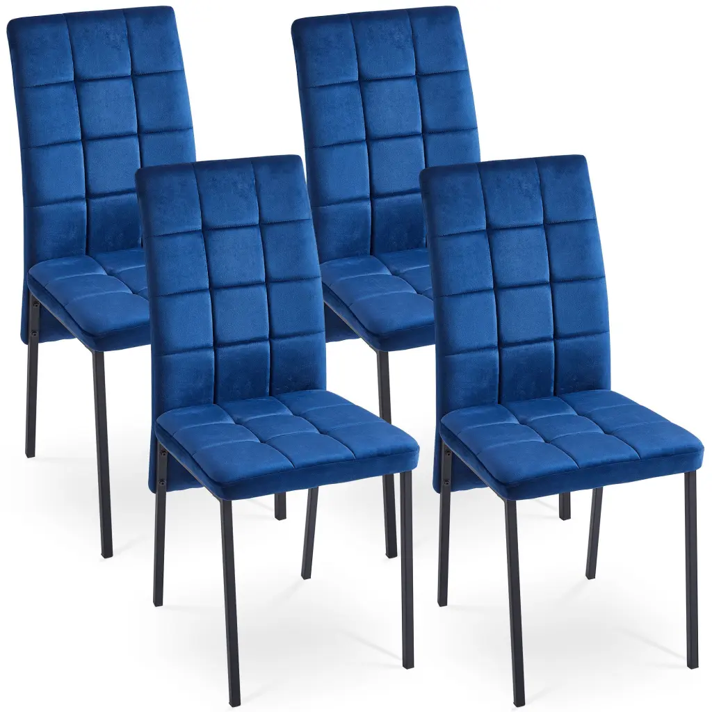 Dark Blue Velvet High Back Nordic Dining Chair Modern Design bn smart home w1164