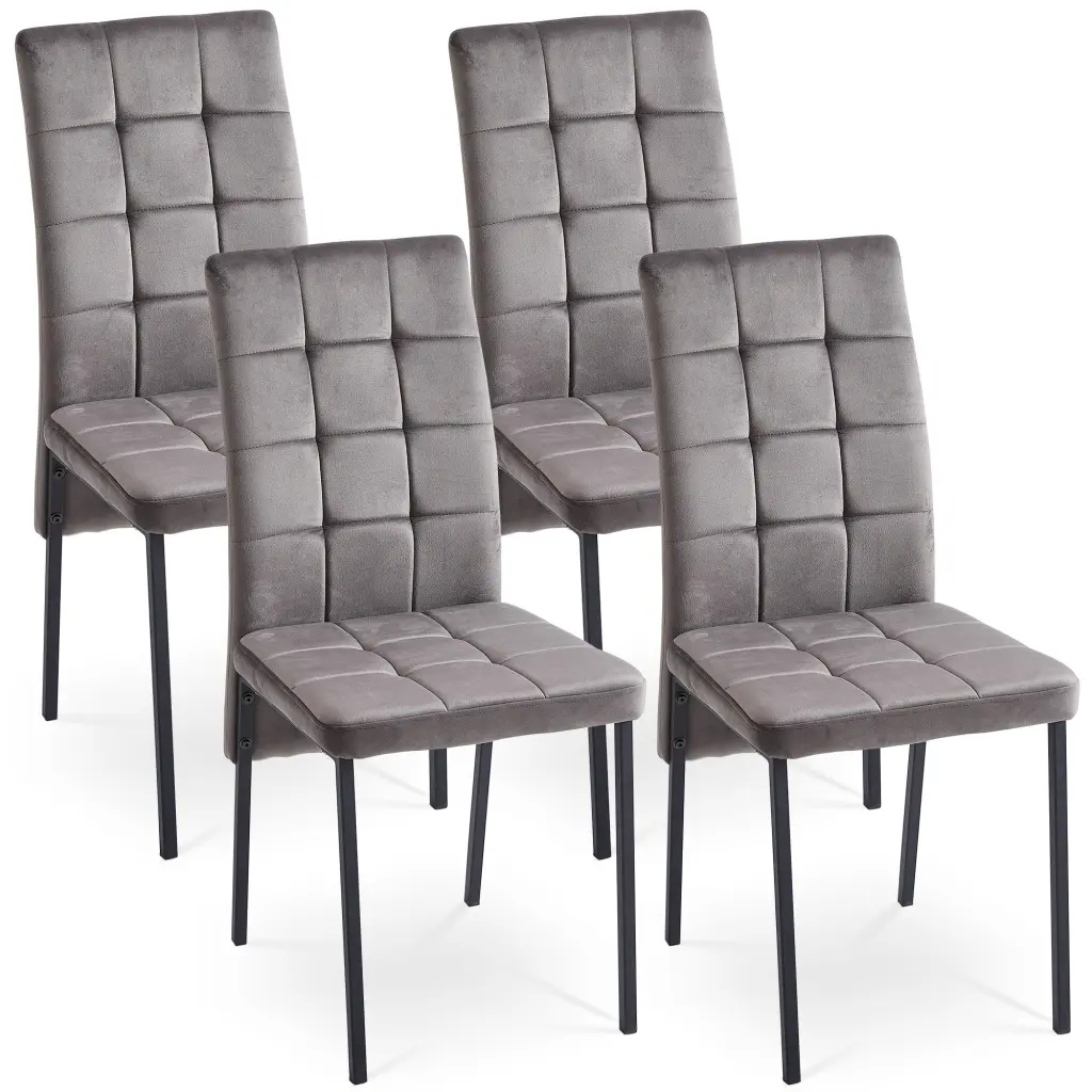 Gray Velvet High Back Nordic Dining Chair Modern Material Black Legs bn smart home w1516