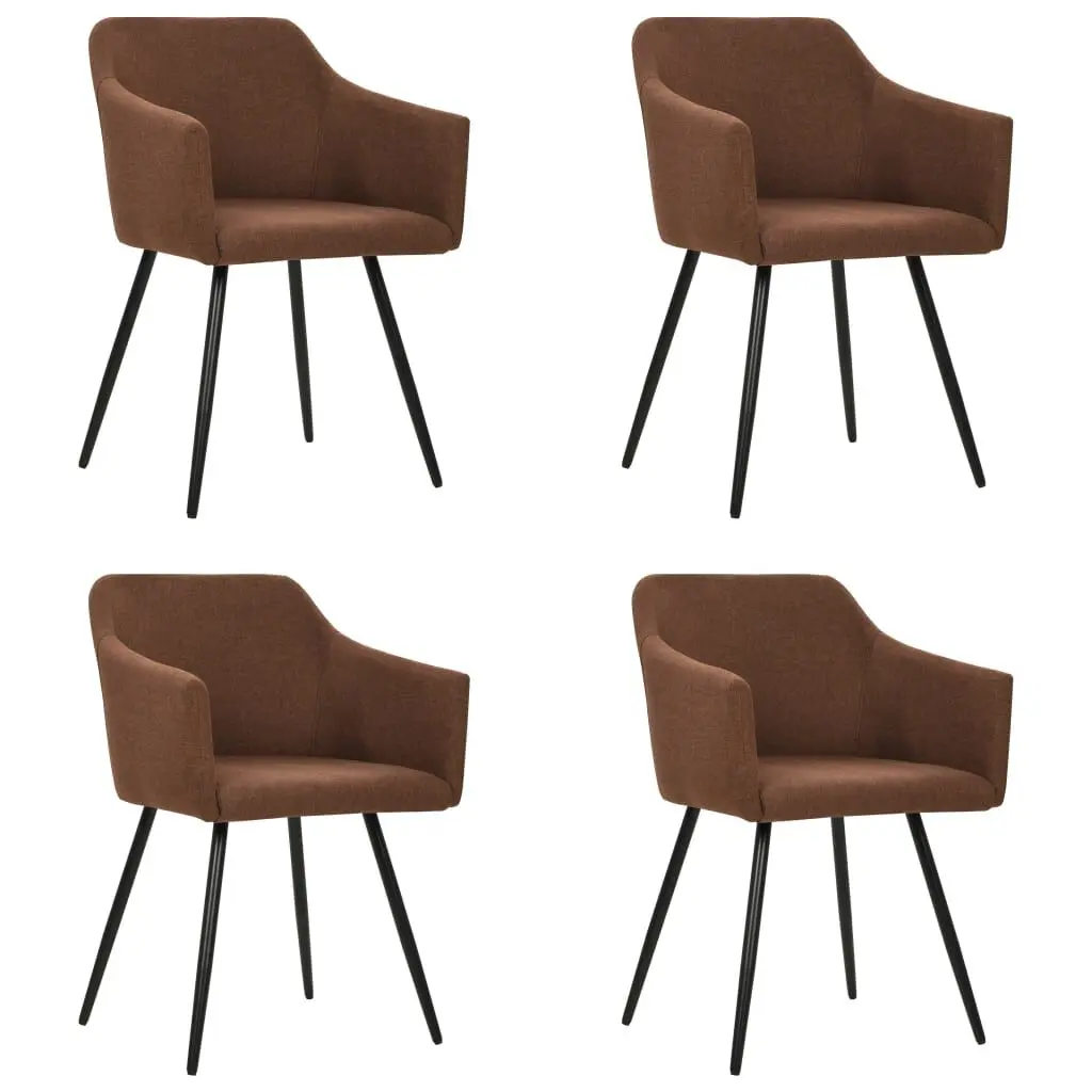Brown Fabric Dining Chairs 4 Piece Set Comfortable and Stylish