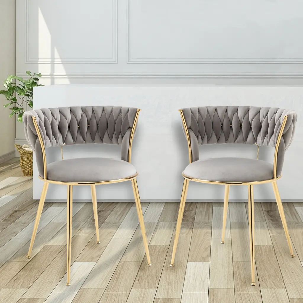 Coolmore Velvet Dining Chairs Set 2 Woven Upholstered Dining Chairs coolmore w-395