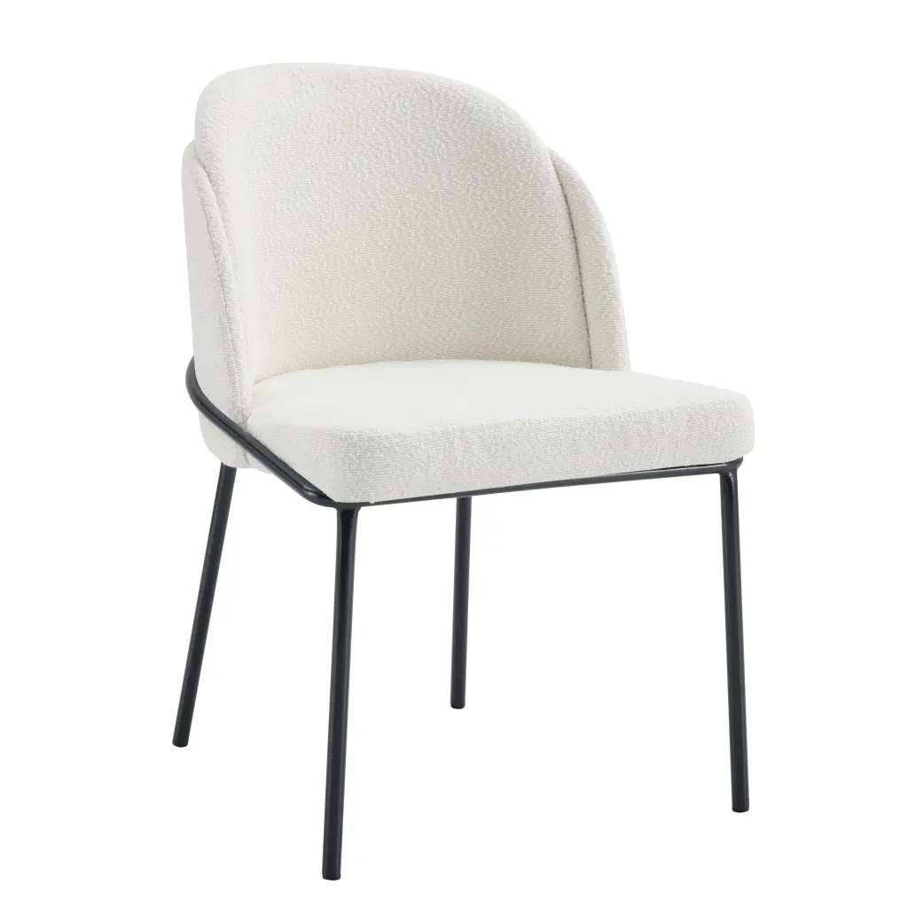 Set 2 Dining Chairs Antique White Metal Frame d-n furniture
