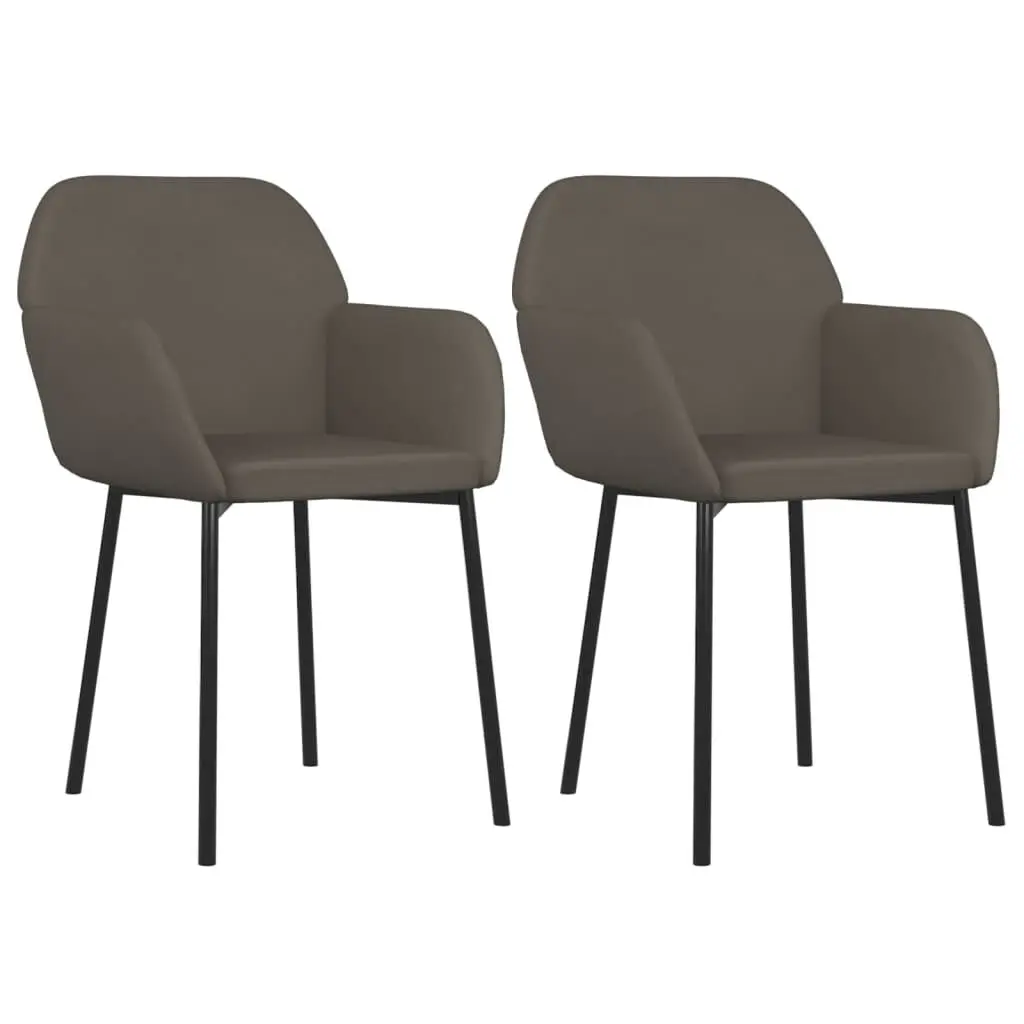 Dining Chairs 2 Pack Dark Gray Velvet Upholstered Modern Kitchen Seating