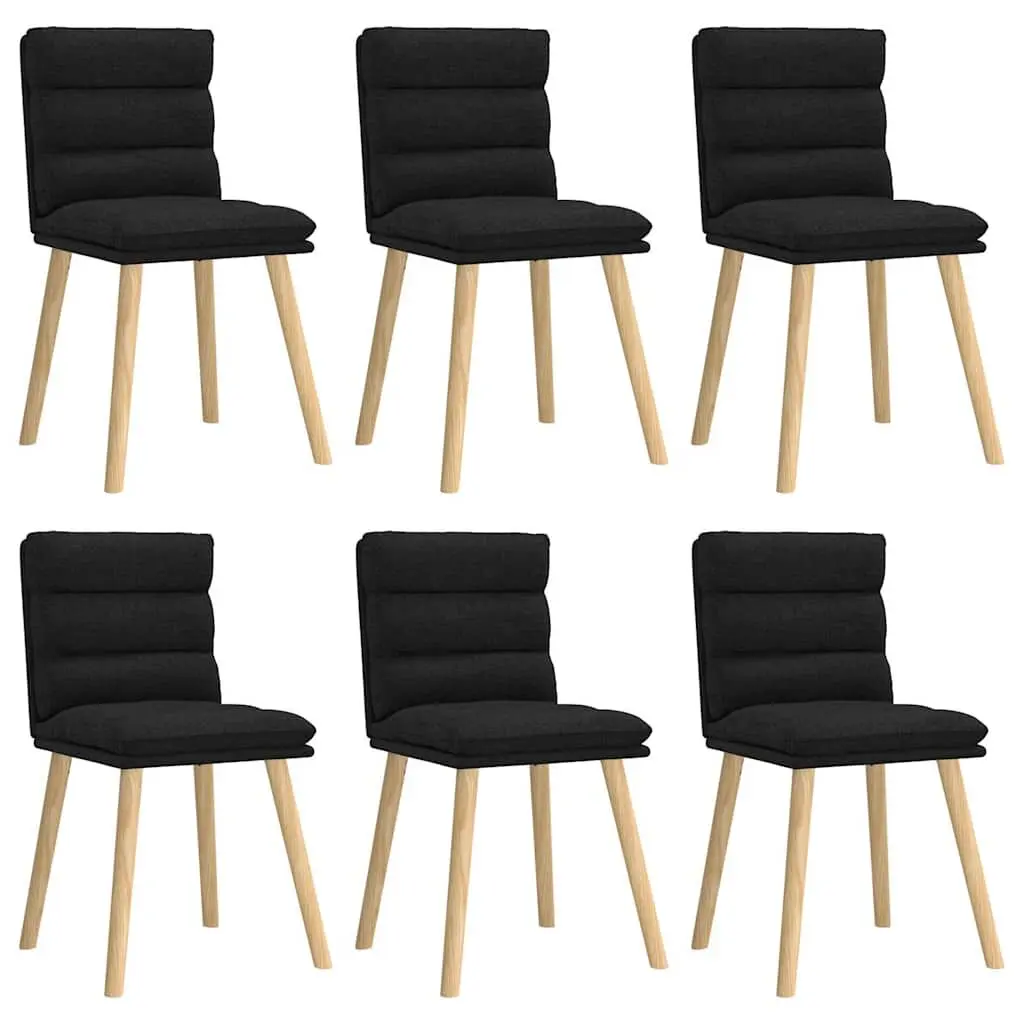 Dining Chairs 6 pcs Black Fabric Modern Kitchen Chairs Set