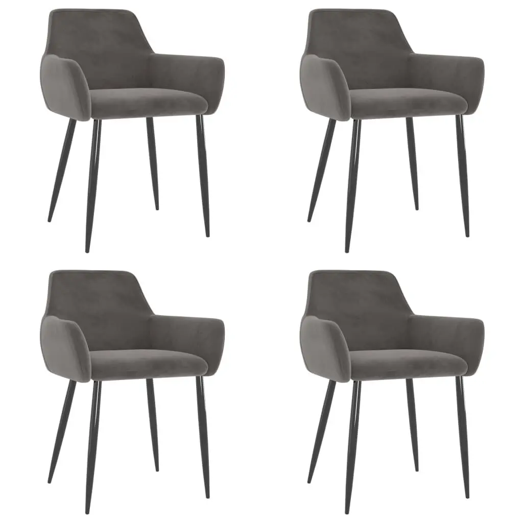 Dining Chairs 4 pcs Dark Gray Velvet Upholstered Side Chairs
