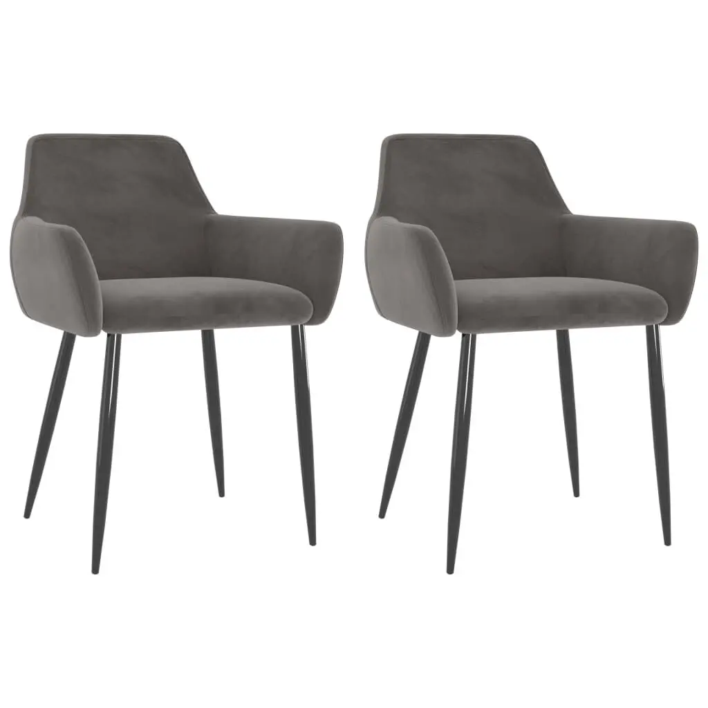 Dining Chairs 2 Pieces Dark Gray Velvet Modern Kitchen Seating