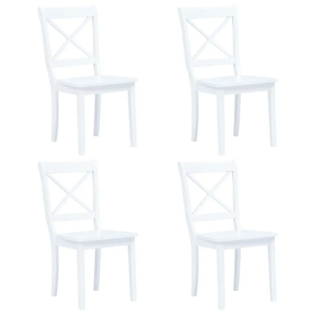 Dining Chairs Set 4 White Solid Rubber Wood Modern Kitchen Chairs