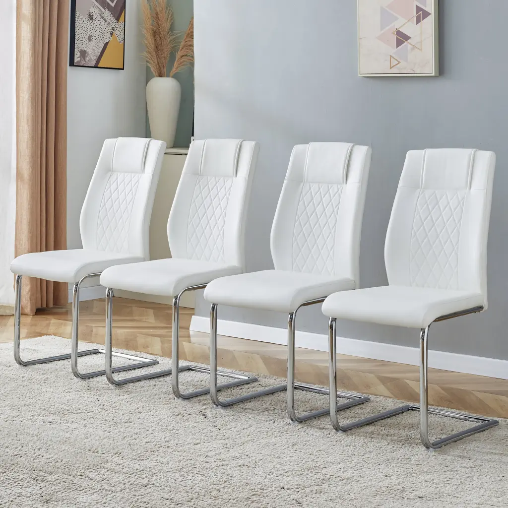 Modern Dining Chairs Faux Hide Padded Seat Dining Living Room droom w-1151