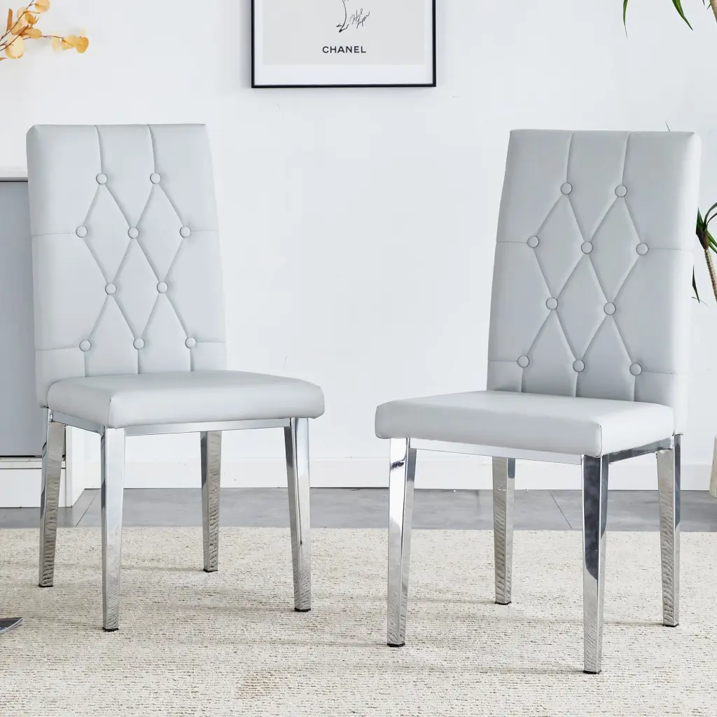 2 Piece Light Gray Dining Chairs Modern Feel Comfortable Design droom w-1151