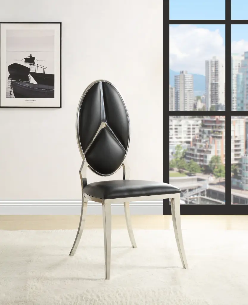 Black Side Chair Oval Back Set 2 Solid Dining Room Modern furniture max