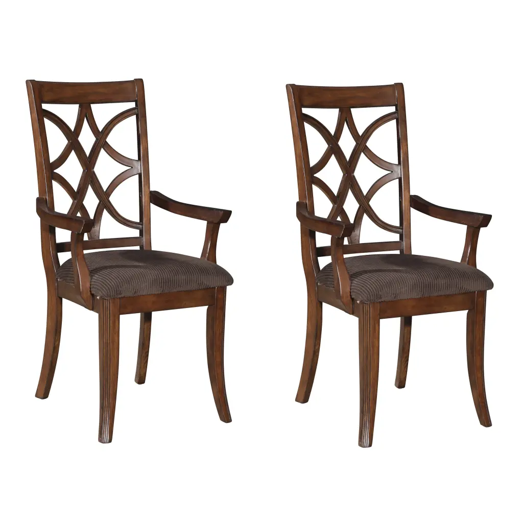 Brown And Dark Walnut Cross Back Arm Chairs Set 2 Dining Room furniture max
