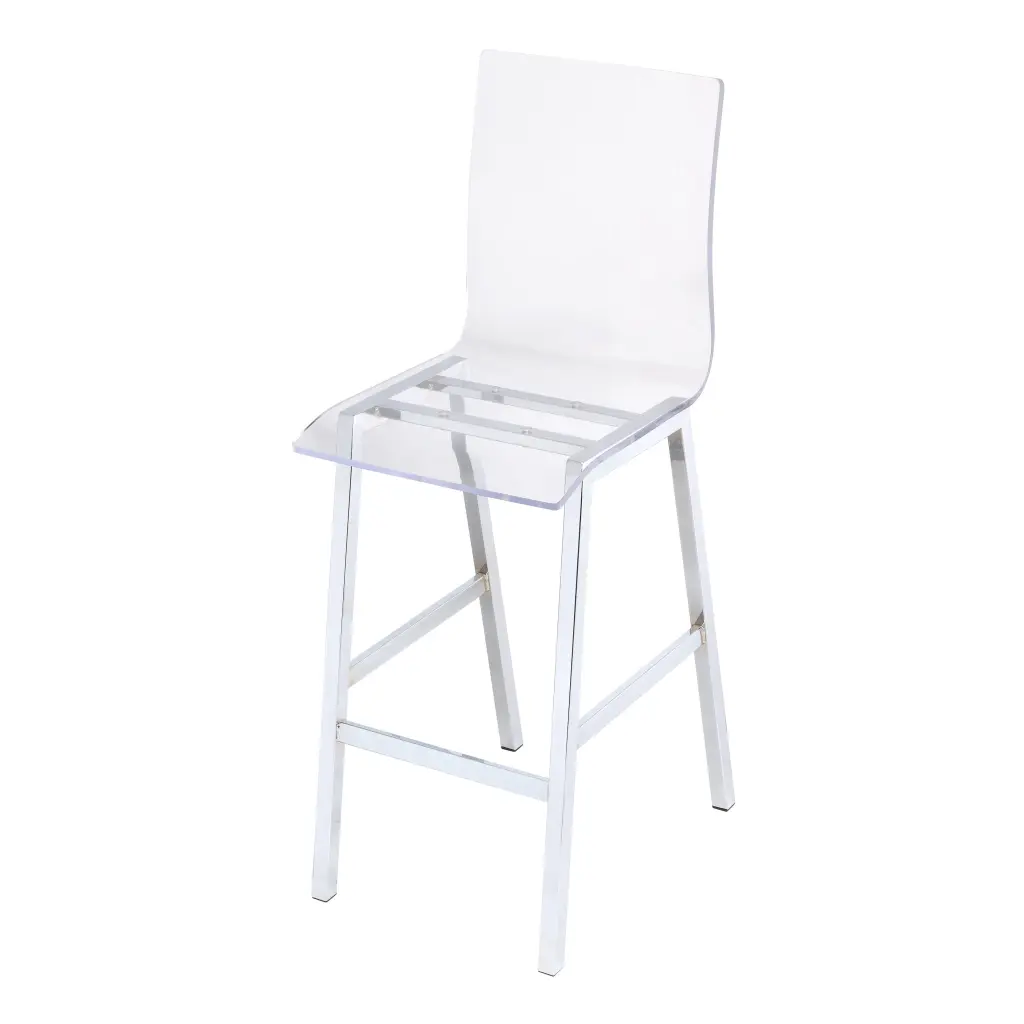 Clear and Chrome Armless Counter Height Dining Chair Set 2 furniture max