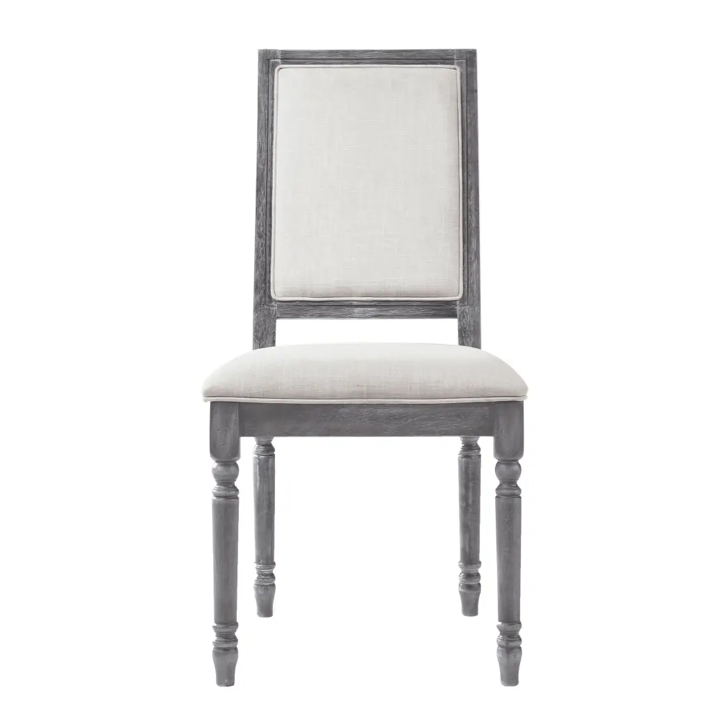 Cream and Weathered Grey Open Back Side Chairs Set 2 Solid Cream Fabric furniture max