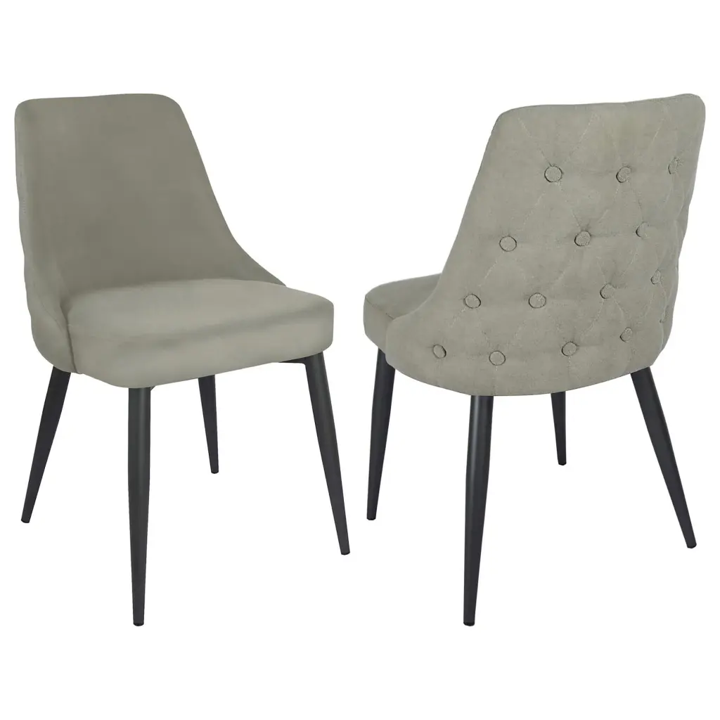 Light Grey Tufted Dining Chair Set 2 Grey Dining Room Glam Dining Chairs furniture max