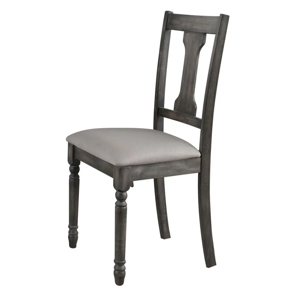 Set 2 Tan and Weathered Grey Open Back Side Chairs Dining Room furniture max