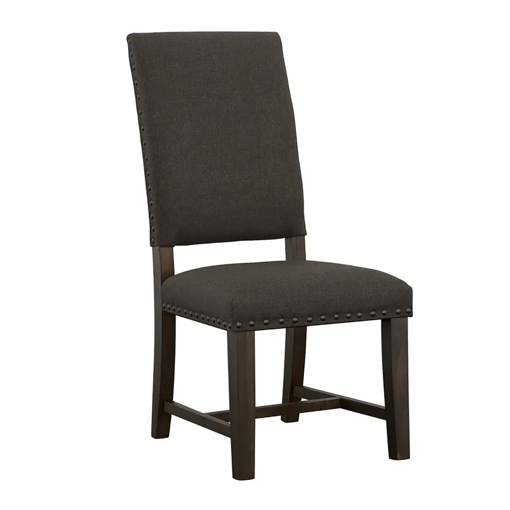 Warm Grey Smokey Black Upholstered Side Chair Set 2 Modern Dining Chairs furniture max