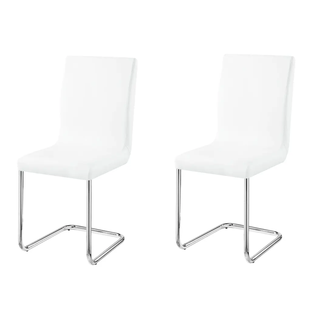 White And Chrome Side Chairs Metal Sled Base Set 2 Solid White Dining Chairs furniture max