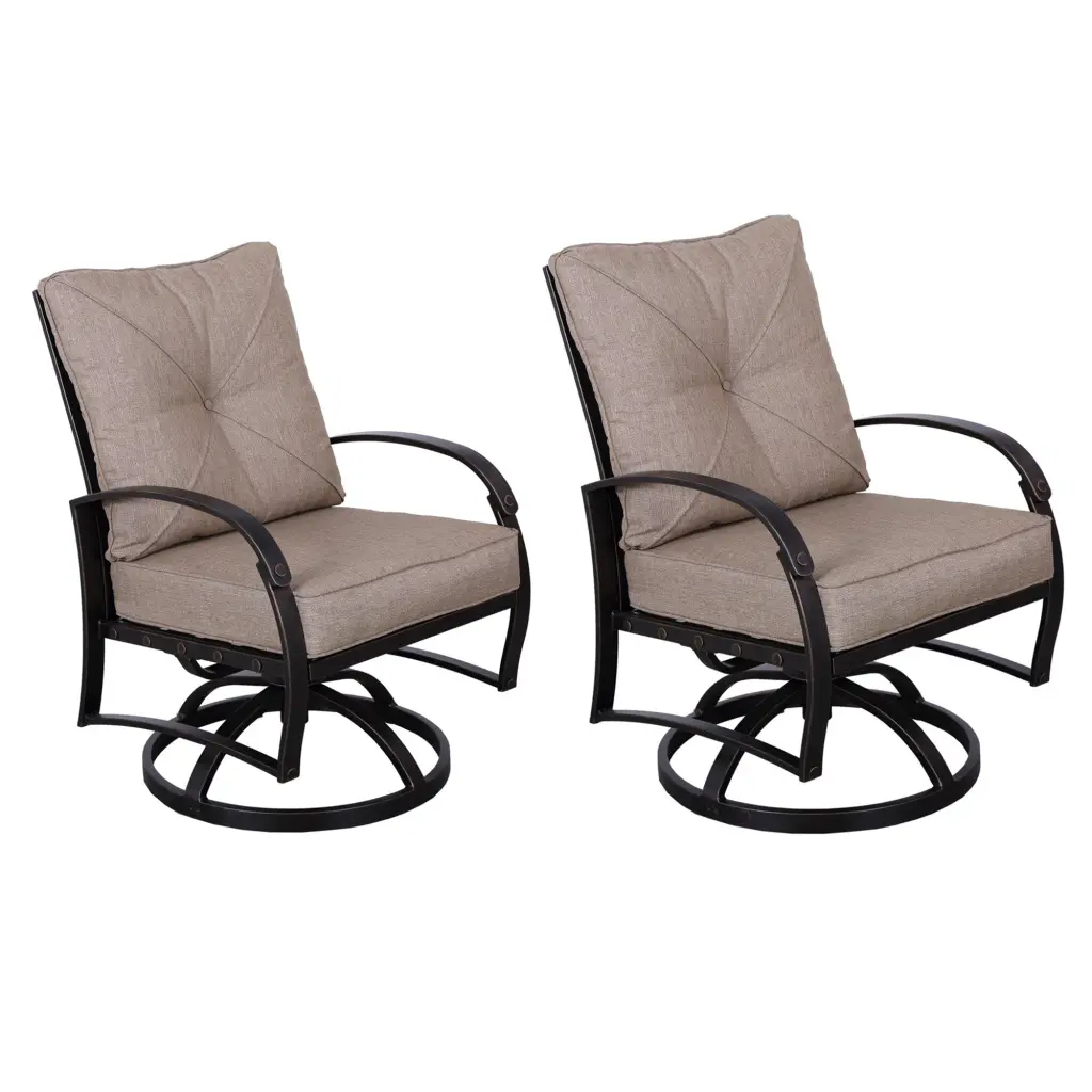 Modern Dining Swivel Chair Set 2 Back and Seat Cushion Antique Finish gathercraft