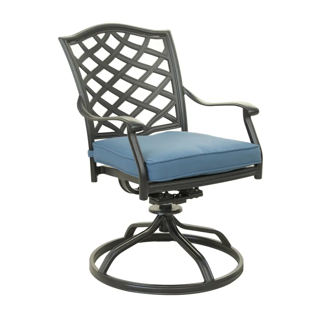 Sapphire Blue Dining Swivel Chair Set 2 Brown Blue Polyester Aluminum gathercraft