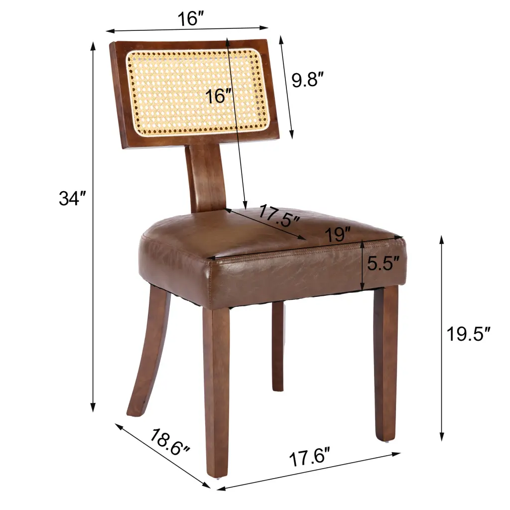 Heng Ming T Back Imitation Rattan Dining Chair Pu Cushion Adjustable Height hengming store