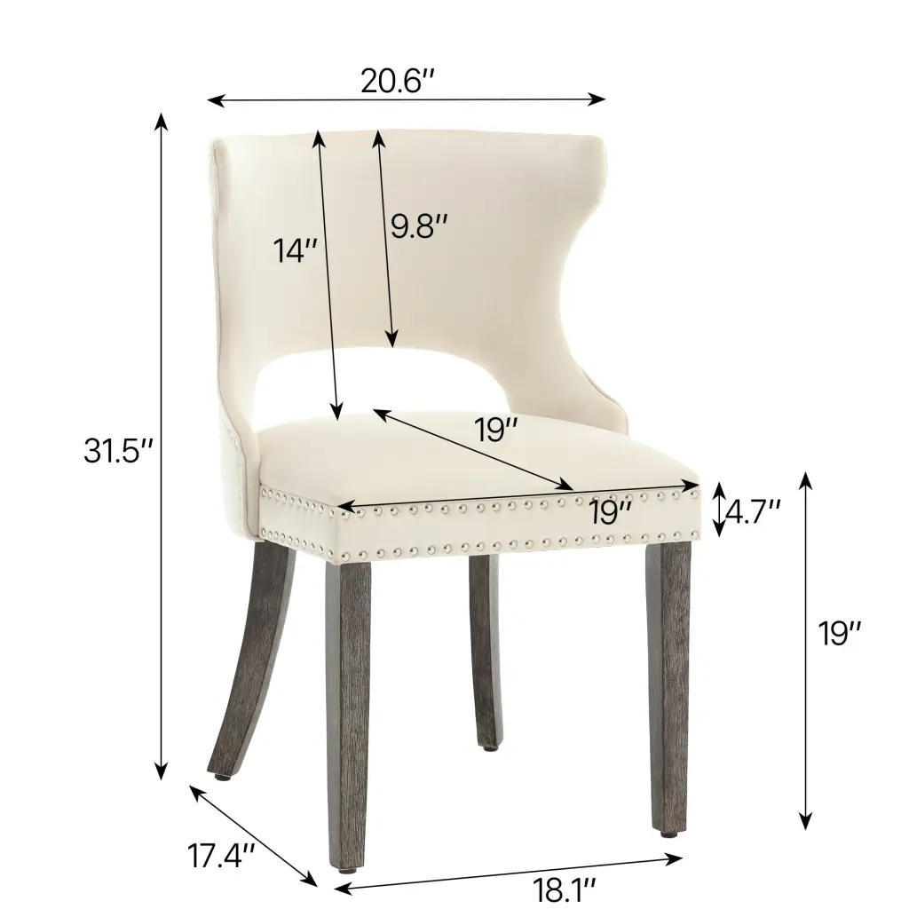 Hengming Velvet Dining Chair Hollowed Out Back Rivets Stylish Kitchen Seating hengming store