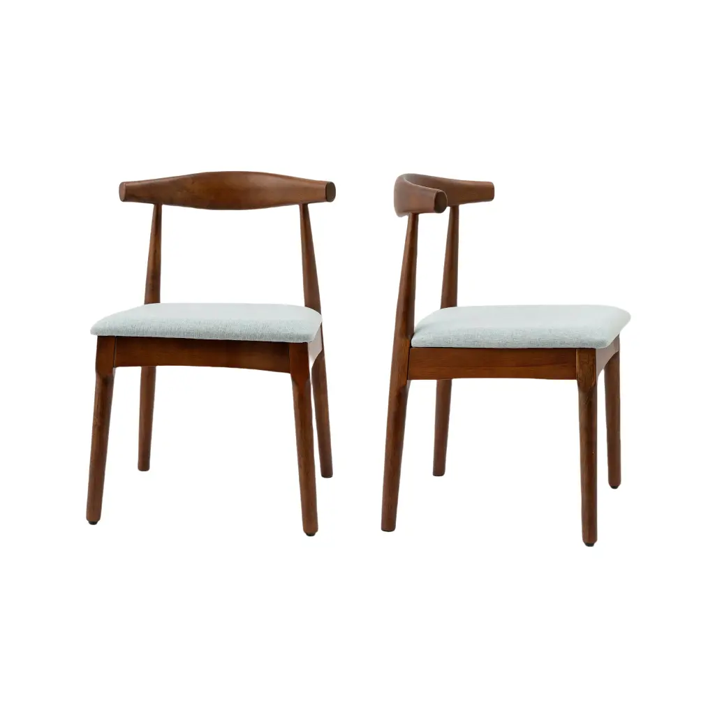 Mid Century Dining Room Chairs Set 2 Wood And Fabric Upholstered henry furniture