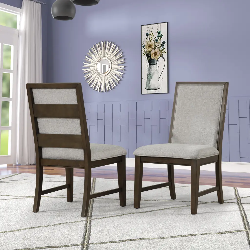 Aberll Solid Timber Upholstered Dining Chairs Set 2 Gray hz