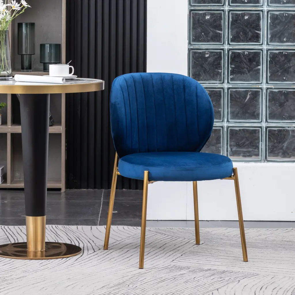 Amoa Contemporary Blue Velvet Upholstery Dining Chair hz