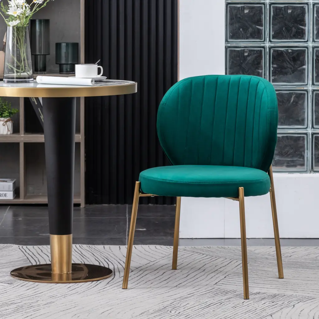 Amoa Contemporary Green Velvet Upholstery Dining Chair hz