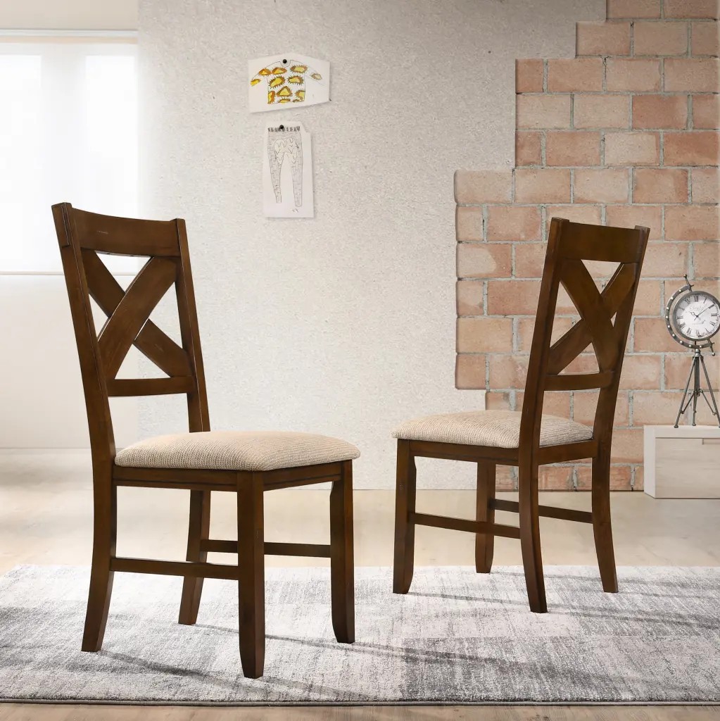 Karven Solid Timber Dining Chair Set 2 Brown Timber hz