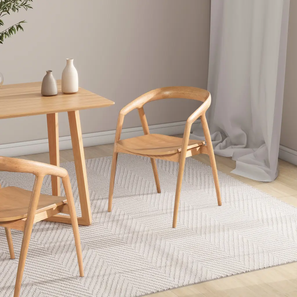 Simeon 21" Scandinavian Sculpted Oak Wood Dining Chair Warm Natural Modern Kitchen Chair jennifer taylor home